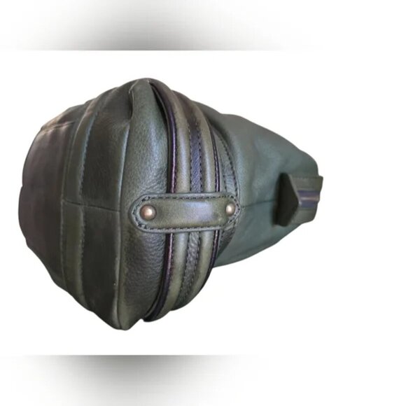 Cole Haan Olive Green Leather Satchel Bag Double Handle Handbag Y2K RARE FIND - Picture 4 of 10